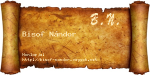 Bisof Nándor névjegykártya